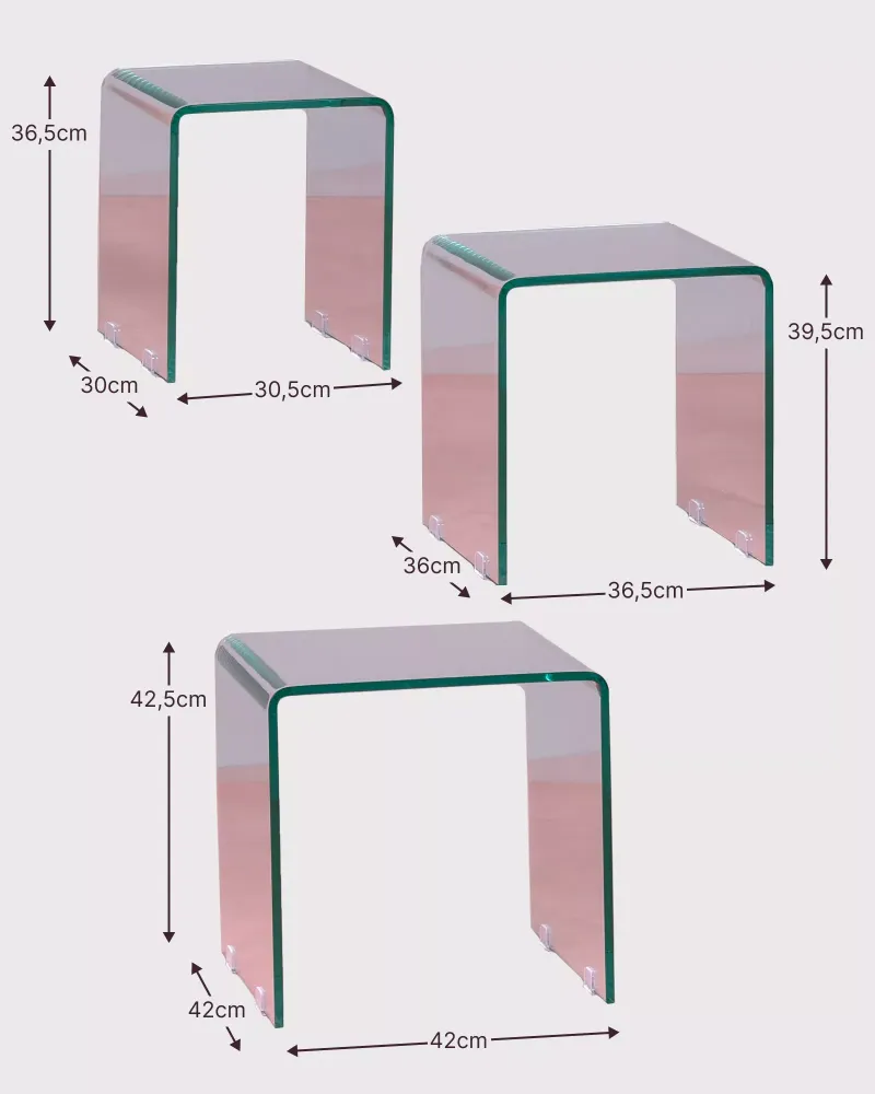 Ensemble de tables d'appoint | Tables basses en verre | 5 ans de garantie