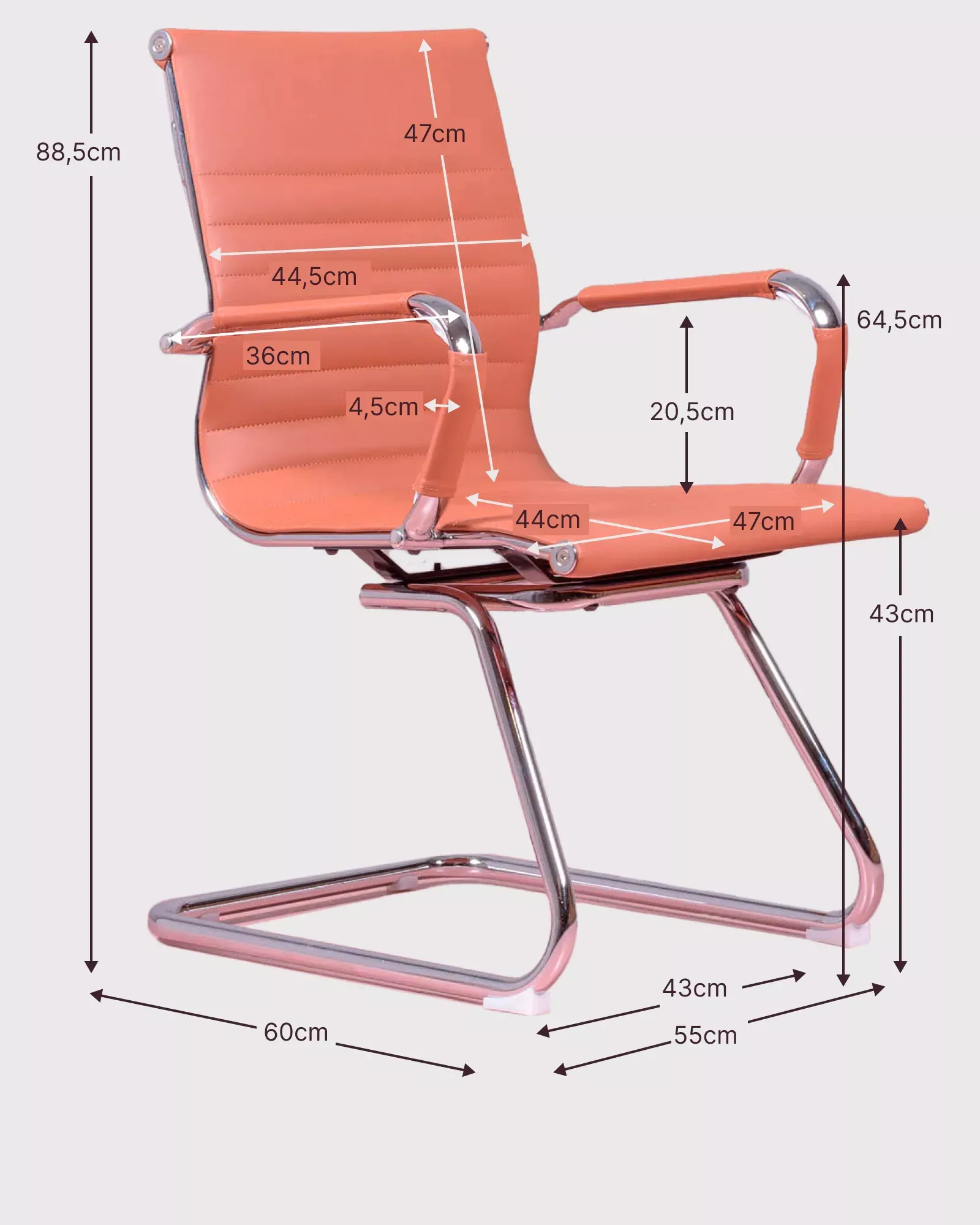 Silla de oficina sin ruedas  Respaldado bajo de piel sintética Color Negro