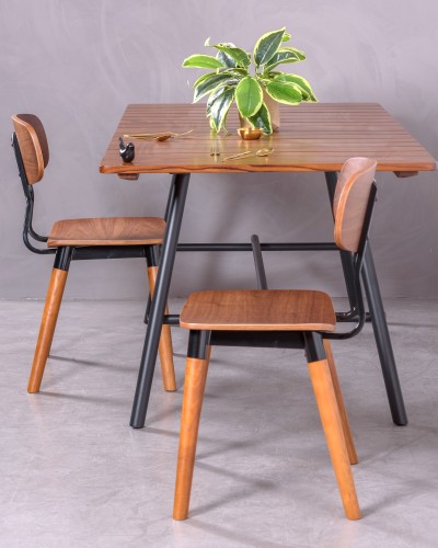 Table industrielle en bois de teck massif | Livraison gratuite | 5 ans de garantie