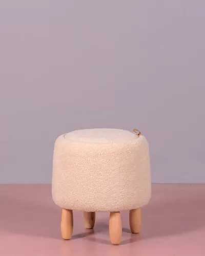 Tabouret design recouvert de bouclé avec tiroir | 5 ans de garantie