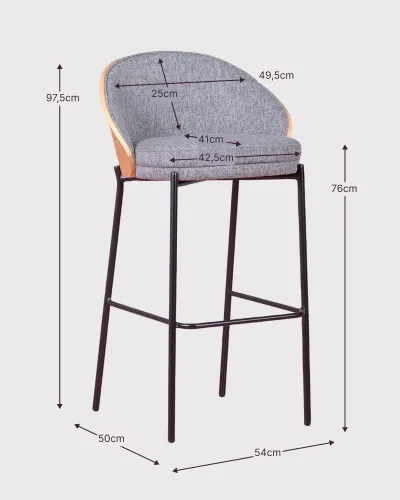 Nordic Earth kruk in walnoothout en katoenen bekleding | Geen verzendkosten