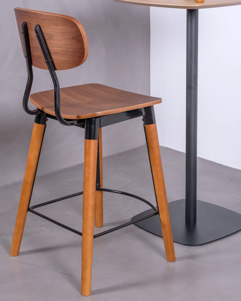 Copine industrial stool in walnut wood | Nest Dream