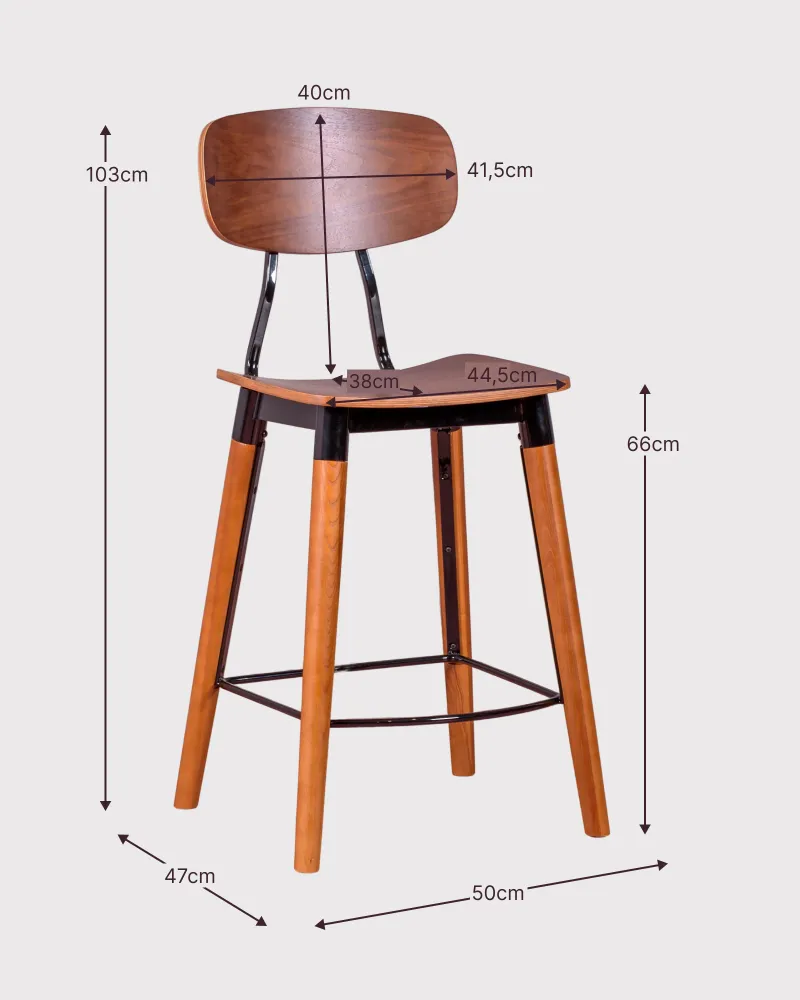 Copine industrial stool in walnut wood | Nest Dream