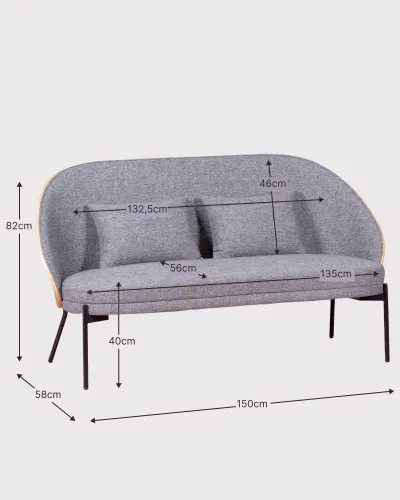 Nordic Earth sofa in walnut wood and cotton upholstery - Nest Dream