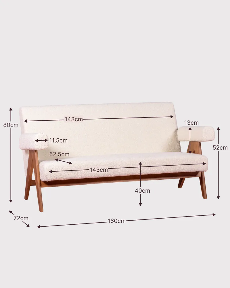 Vintage-sofa i teaktræ og loop-polstring | Retro-møbler