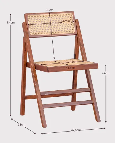 Retro-stijl klapstoel van natuurlijk rotan | Retro meubelen - Nest Dream