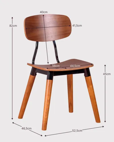 Industrial chair in walnut wood | Retro furniture - Nest Dream