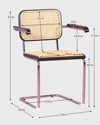 Cadeira de rattan com braços em faia | Nest Dream