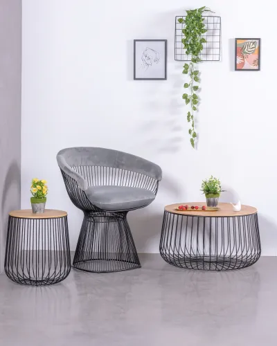 Design fauteuil bekleed met fluweel en stalen structuur | Nest Dream