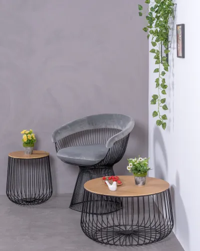 Design fauteuil bekleed met fluweel en stalen structuur | Nest Dream