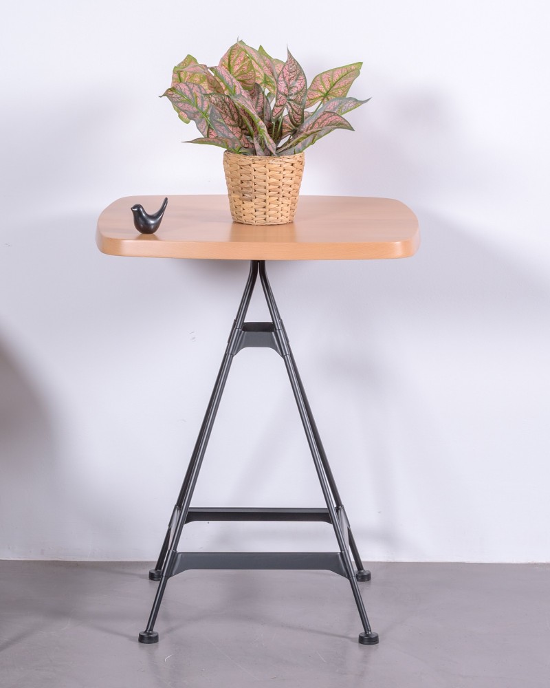 Industrial high table in beech wood and lacquered steel | Free shipping