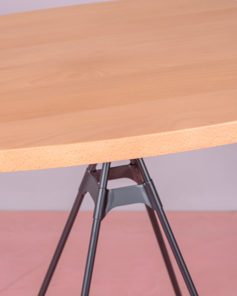 Industrial high table in beech wood and lacquered steel | Free shipping