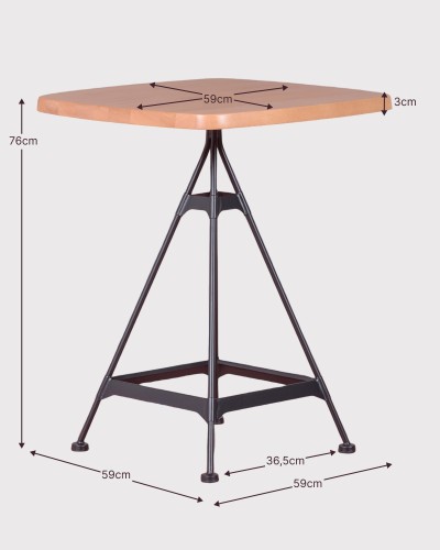 Industrial high table in beech wood and lacquered steel | Free shipping