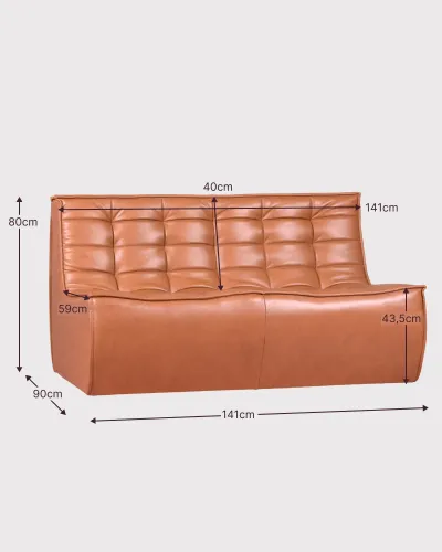 Sofa Lion 2-seater pouf in wax leather |Free Shipping | Nest Dream