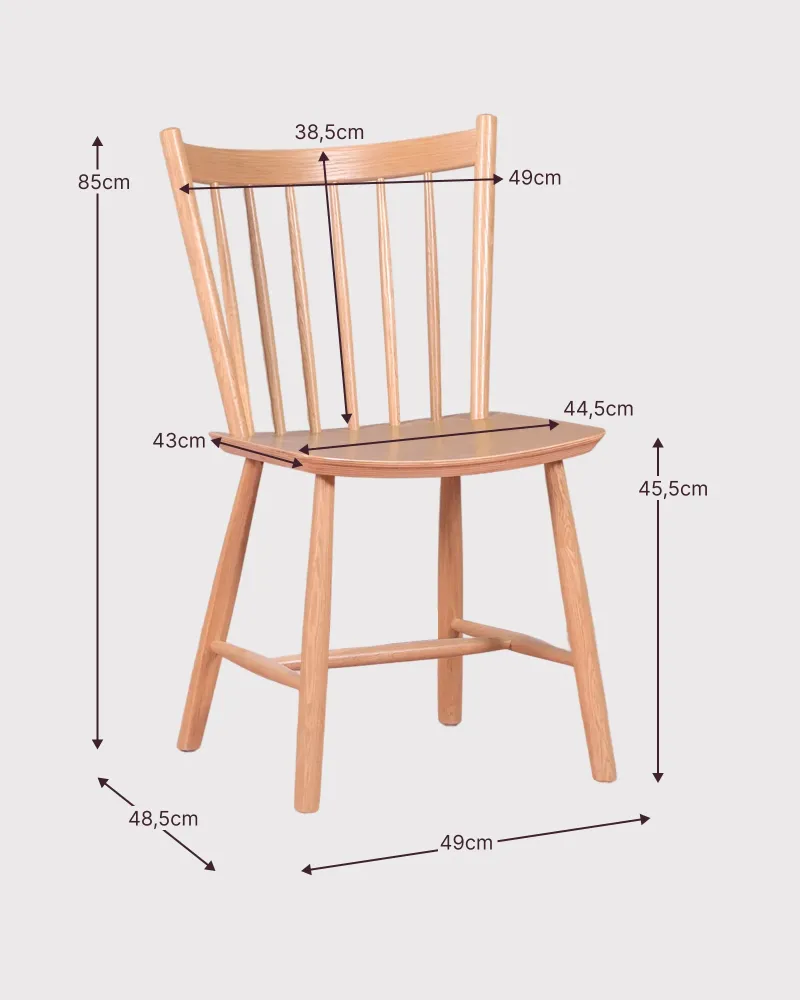 Scaun Union lucrat manual din lemn de stejar natural| Nest Dream