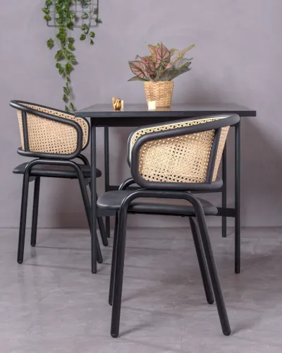 Morley Chair in Natural Rattan and Leatherette Cushion | Nest Dream