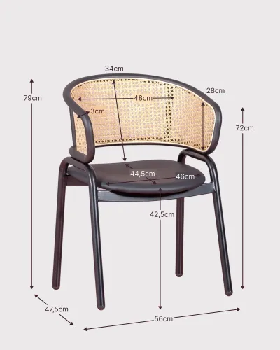 Morley Chair in Natural Rattan and Leatherette Cushion | Nest Dream