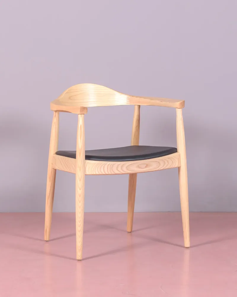 Santon chair in ash wood and leatherette cushion | Free shipping