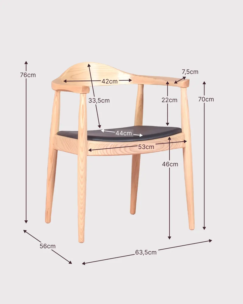 Silla Santon en madera de fresno y cojín de polipiel | Envío Gratis