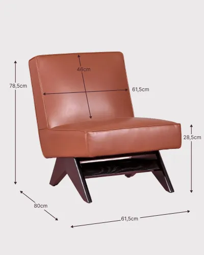 West armchair in ash wood and upholstered in imitation leather | Free shipping