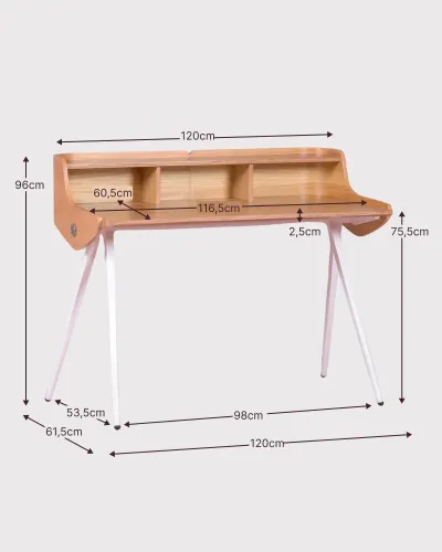 Mesa de escritório em madeira de carvalho Oakland | Frete grátis