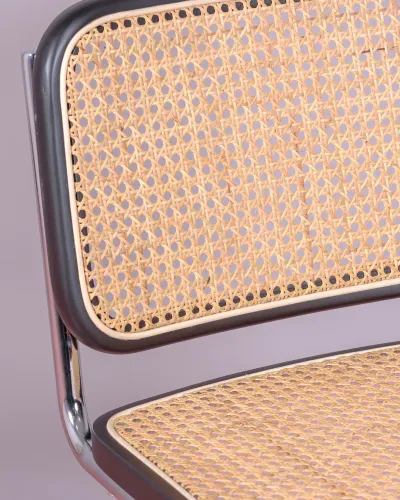 Retro chair in natural rattan and chromed steel - Cesca