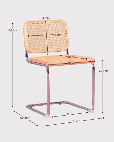 Retro chair in natural rattan and chromed steel - Cesca