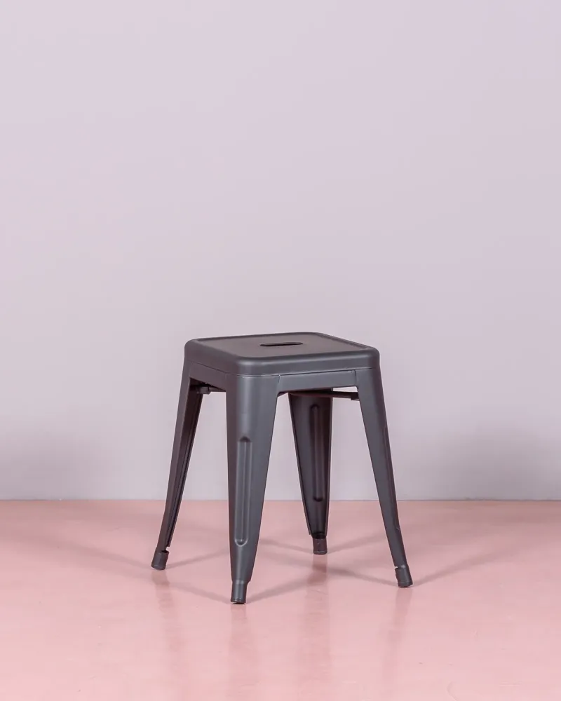 Tabouret bas industriel en acier métallisé et hauteur 45cm | Nest Dream