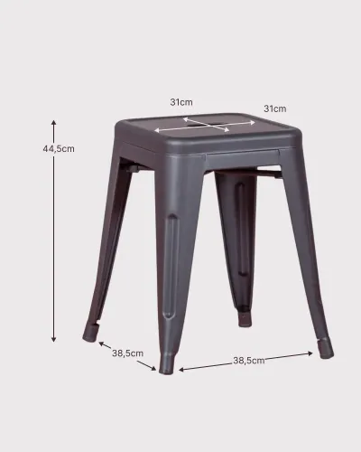 Low industrial stool in metallic steel and 45cm high | Nest Dream