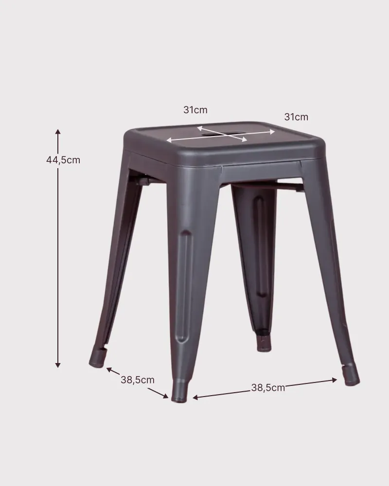 Tabouret bas industriel en acier métallisé et hauteur 45cm | Nest Dream