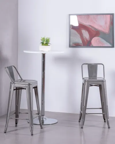 Tabouret industriel en métal avec dossier bas (76cm) | Magasin Dream Nest