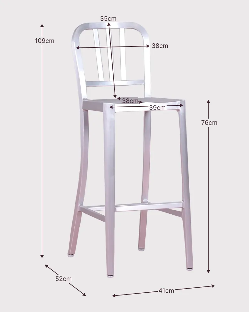 Navi Army High Back Metal Stool | Doručenie zdarma